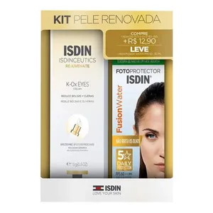 Kit Creme Isdin Isdinceutics Rejuvenate K-Ox Eyes 15g + Protetor Solar Facial FPS 60 Fotoprotector Isdin Fusion Water 30ml