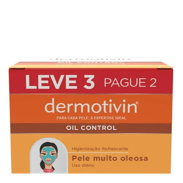 Kit Sabonete em Barra Dermotivin Oil Control 90g 3 Unidades