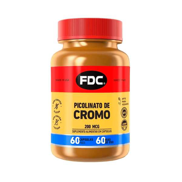 Suplemento Alimentar Picolinato de Cromo 200mcg FDC 60 Cápsulas