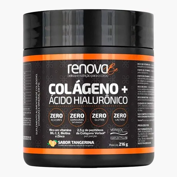 Colágeno + Ácido Hialurônico Renova Be Tangerina 216g