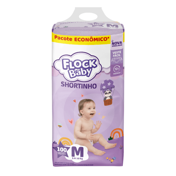 Fralda Descartável Flock Baby Shortinho Maxxi M 100 Unidades