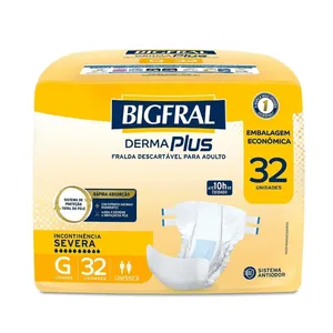 Fralda Descartável Adulto Bigfral Derma Plus G Embalagem Econômica 32 Unidades