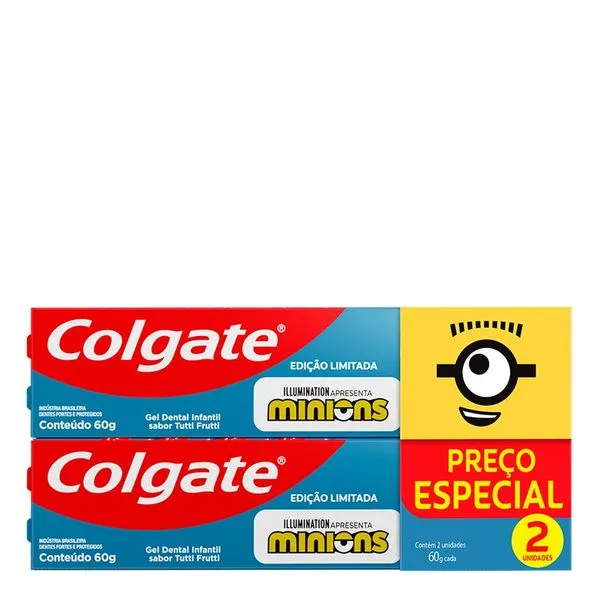Kit Gel Dental Colgate Colgate Tutti Frutti Minions 2 Unidades 60g Cada