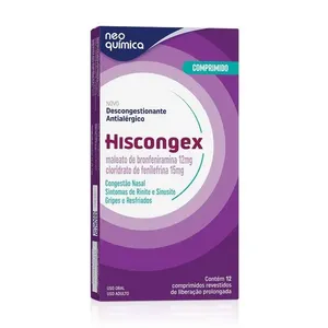 Hiscongex Maleato de Bronfeniramina 12mg + Cloridrato de Fenilefrina 15mg 12 Comprimidos