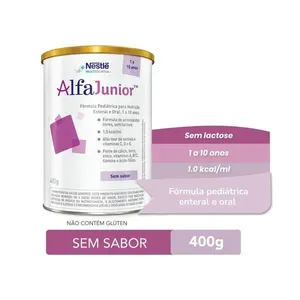 Fórmula Pediátrica Alfa Junior™ para Nutrição Enteral e Oral de 1 a 10 anos Sem Sabor 400g