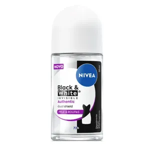 Desodorante Antitranspirante Roll-on Nivea Black & White Invisible Authentic 72h 50ml