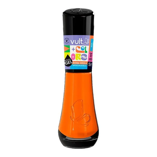Esmalte Vult Colors Efeito Gel Neon Laranja Elétrico 8ml