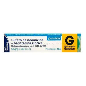 Sulfato de Neomicina 5mg + Bacitracina Zíncica Pomada Genérico Neo Química 15g