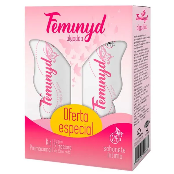 Kit Feminyd Sabonete Íntimo Feminino Algodão 2 Unidades 200ml Cada