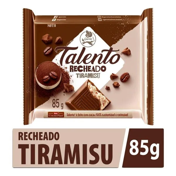 Tablete de Chocolate Talento Garoto 85g Tiramisu