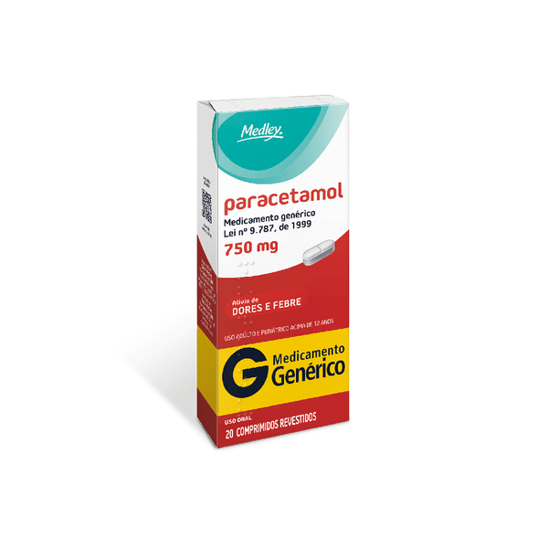 Paracetamol Medley 750mg Com 20 Comprimidos