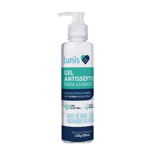 Alcool Em Gel 70% Antisseptico Lunis 250ml