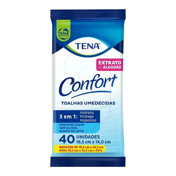 Toalha Umedecida Tena Confort Suave 40 Unidades