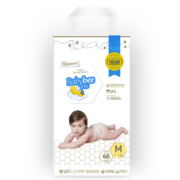 Fralda Baby Bee Free Dermoprotetora M Com 46 Unidades
