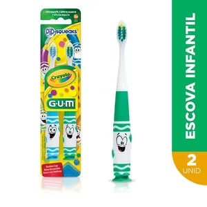Escova Dental Infantil Gum Crayola Pipsqueaks 2 Unidades