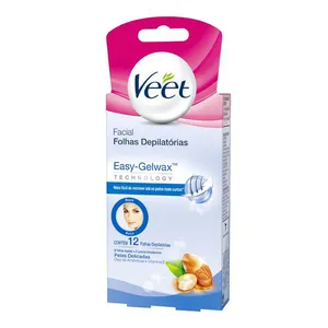 Cera Fria Veet Para o Rosto Pele Delicada com 12 Folhas