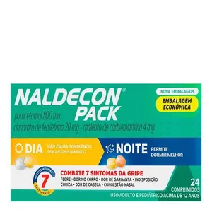 Antigripal Naldecon Dia e Noite 800mg + 20mg + 4mg 24 comprimidos