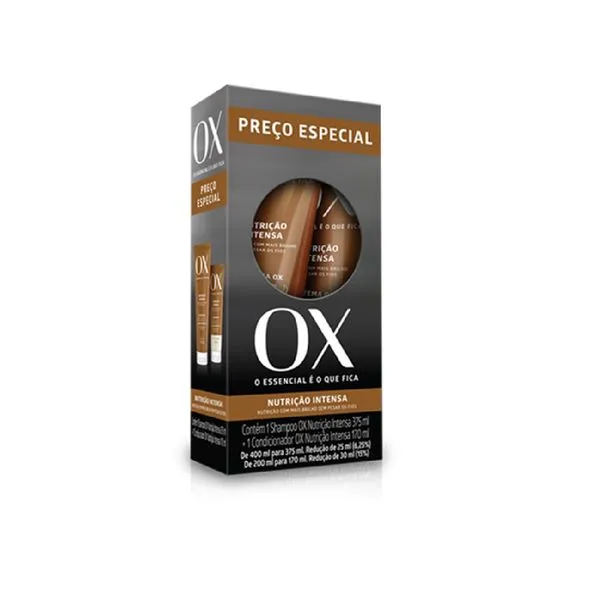 Kit Shampoo Ox Nutrição Intensa 375ml 1 Unidade + Condicionador Ox Nutrição Intensa 170ml 1 Unidade