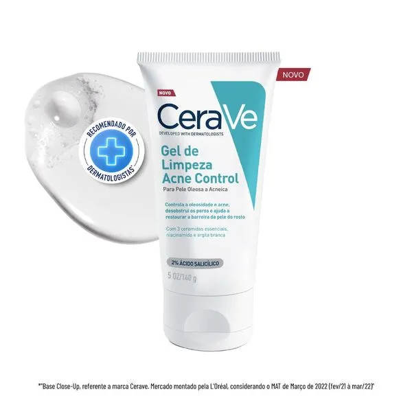 Gel de Limpeza Facial CeraVe Acne Control com Ácido Salicílico 140g