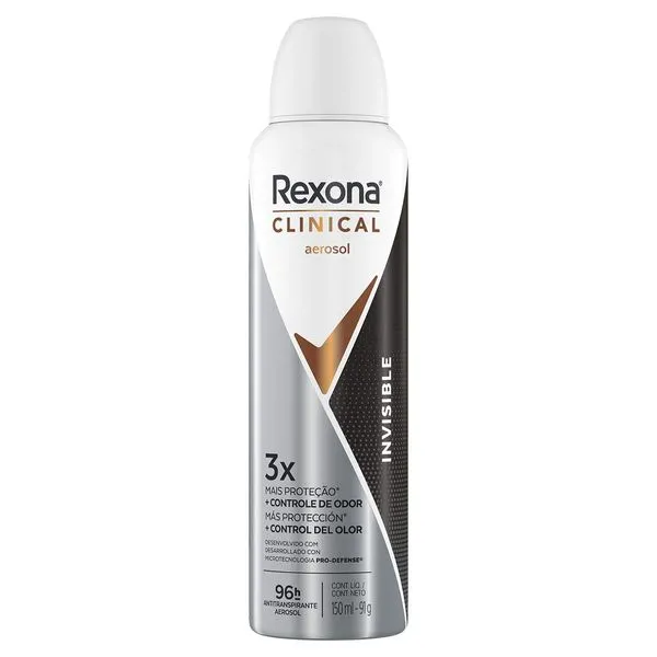 Desodorante Antitranspirante Rexona Clinical Invisible 150ml Aerossol