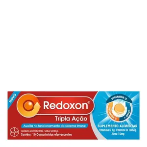 Vitamina C, D e Zinco Redoxon Tripla Ação Sabor Laranja 10 Comprimidos Efervescentes