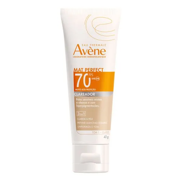 Protetor Solar Facial Avène FPS 70 Mat Perfect Clareador Cor Clara 40g Fluido
