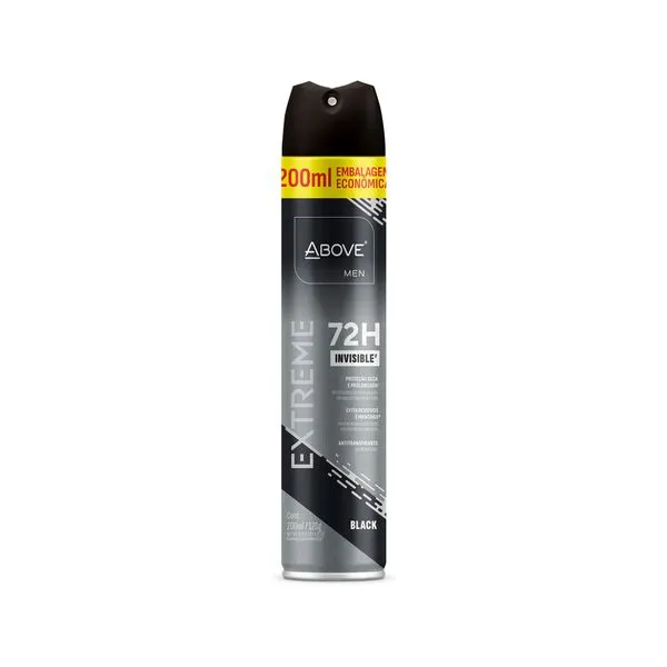 Desodorante Antitranspirante Above Men Extreme Black Invisible 72h Aerossol 200ml