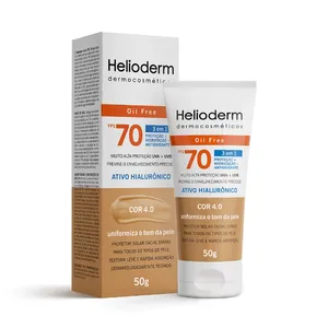 Protetor Solar Facial Hialurônico FPS 70 Helioderm Ativo Bege Escuro 50g