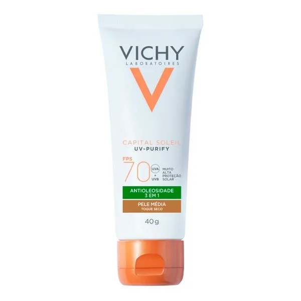 Protetor Solar Facial Vichy FPS 70 Capital Soleil Purify Cor Média 40g