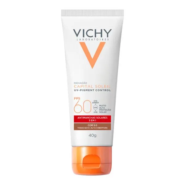 Protetor Solar Facial Vichy FPS 60 Capital Soleil Pigment Control Cor 5.0 40g
