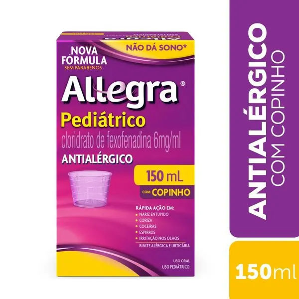 Antialérgico Allegra Pediátrico 6mg/ml Sabor Framboesa 150ml + Copo Dosador