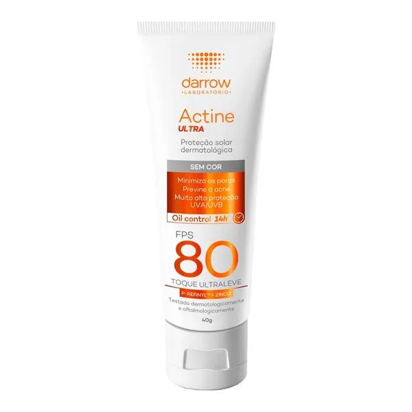 Protetor Solar Facial Darrow Actine FPS 80 Ultra Oil Control 40g