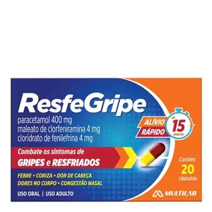 Antigripal Resfegripe 400mg + 4mg + 4mg 20 Cápsulas