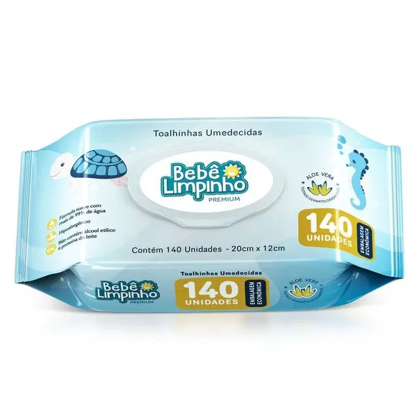 Toalha Umedecida Bebê Limpinho Premium 140 Unidades