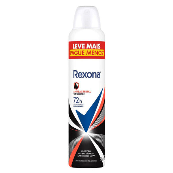 Desodorante Antitranspirante Rexona Antibacterial+Invisible 250ml Aerossol