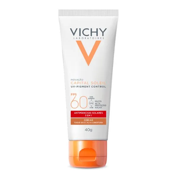 Protetor Solar Facial Vichy FPS 60 Capital Soleil UV-Pigment Control Anti Manchas Cor 4.0 40g