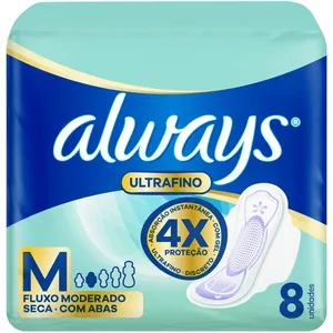 Absorvente Always Ultrafino com Abas Seca M 8 Unidades