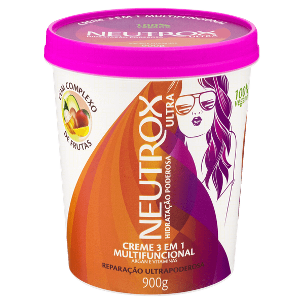 Creme Multifuncional para Cabelo Reparação Ultrapoderosa 900g Neutrox Creme Multifuncional Neutrox Reparação Ultrapoderosa Pote 900g