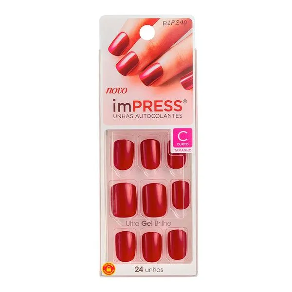 Unhas Postiças Autocolantes Curta Kiss New York Impress Tweetheart 24 Unidades