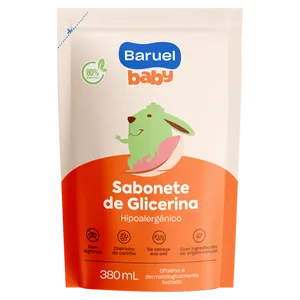 Sabonete Líquido de Glicerina para Bebê Baruel Baby 380ml Hipoalergênico Sem Fragrância Sabonete Líquido de Glicerina Baruel Baby 380ml