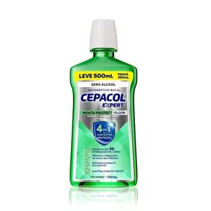 Enxaguante Bucal Cepacol Expert Menta Protect com flúor sem álcool 500ml - Leve 500 Pague 350