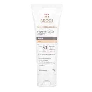 Protetor Solar Facial Adcos FPS 50 Mineral Beige 50g Mousse