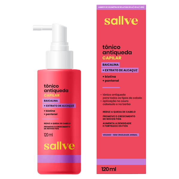 Sallve Tônico Capilar Antiqueda Spray 120ml — Baicalina, Biotina e Pantenol Tônico Capilar Antiqueda Sallve - 120ml