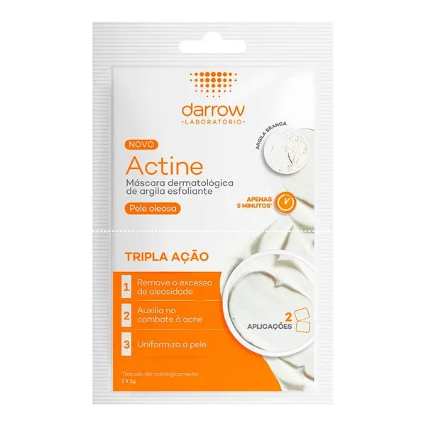 Máscara Facial Dermatológica de Argila Esfoliante Darrow Actine Peles Oleosas 2 Sachês de 5g