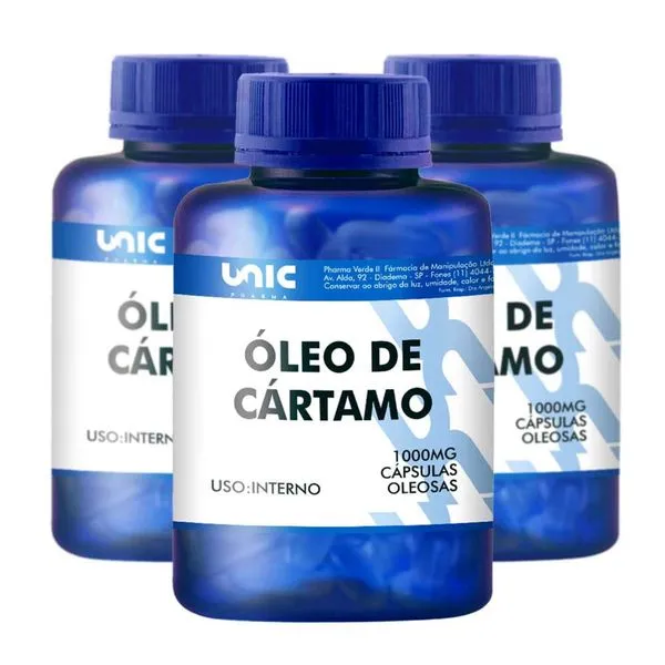 Kit Óleo de Cártamo 1g 3 Frascos de 120caps 120 Cápsulas