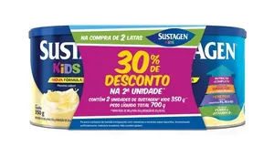 Sustagen Kids Sabor Baunilha Lata 350g 2 Unidades Desconto de 30% na segunda unidade