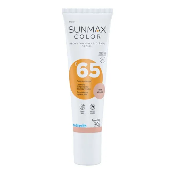Protetor Solar Facial Sunmax Toque Seco FPS 65 Color Claro 30g
