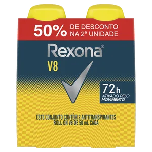 Kit Desodorante Antitranspirante Rexona V8 2 Unidades de 50ml Roll-On
