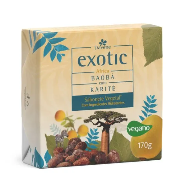 Sabonete Em Barra Davene Vegetal Exotic África Baobá Com Karité 170g