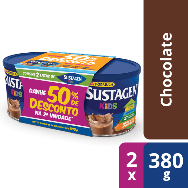 SUSTAGEN KIDS PACK NBA CHOCOLATE C/2 UNIDADES 380G